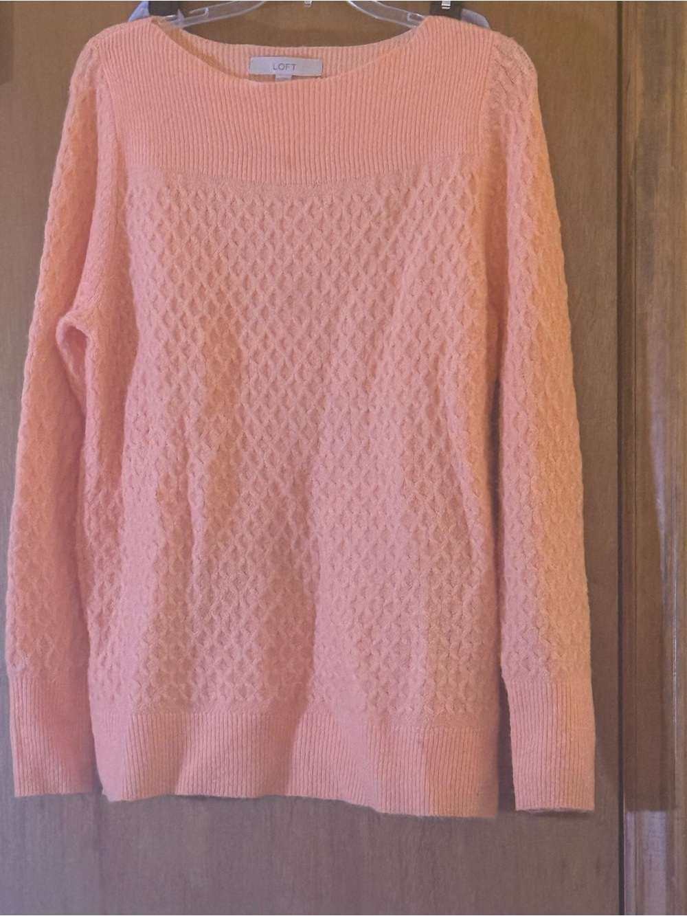 LOFT Peach Textured Crewneck Sweater